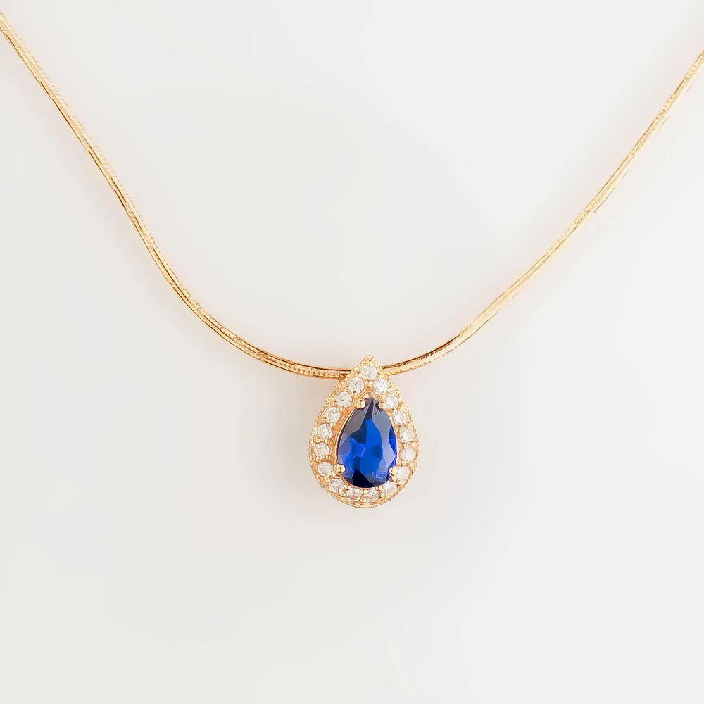 Колье с фианитом из красного золота 585 пробы