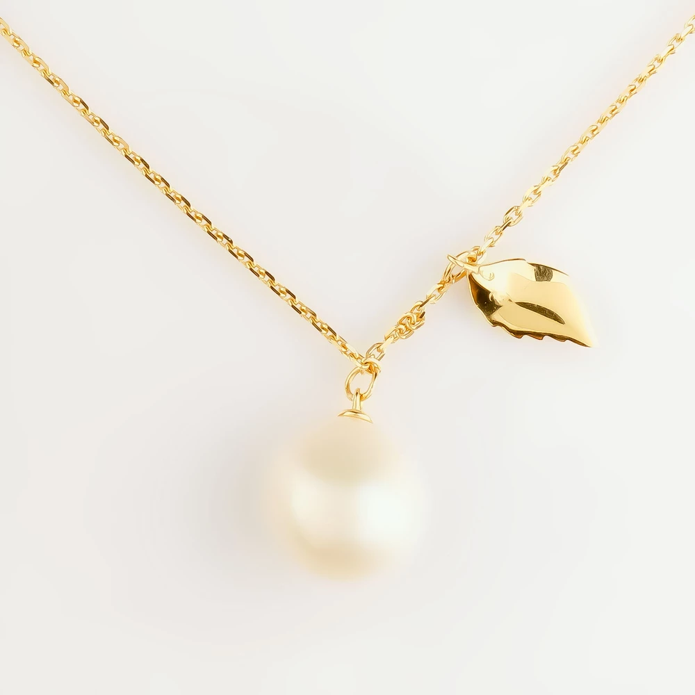 Колье с культивированным жемчугом из желтого золота 585 пробы