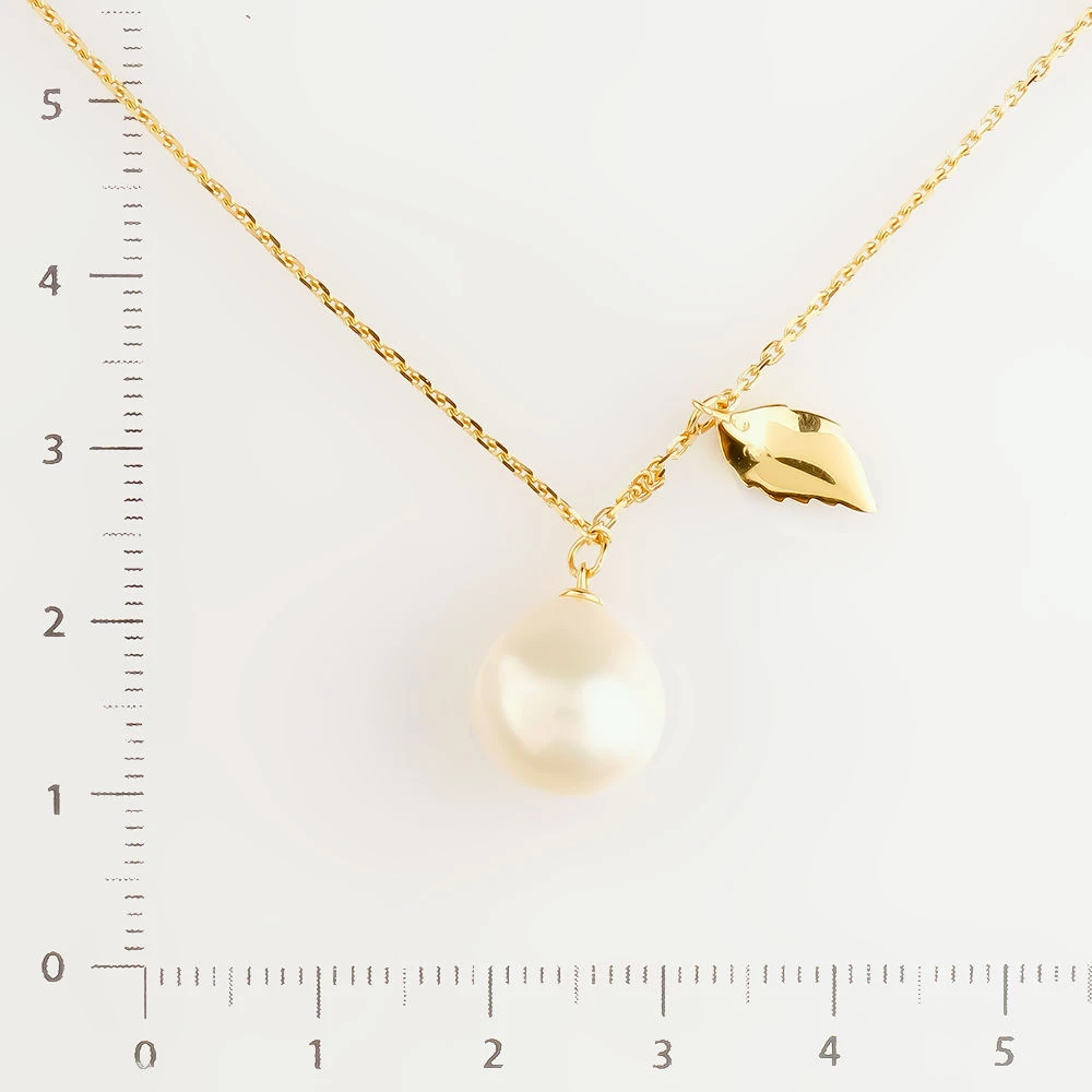 Колье с культивированным жемчугом из желтого золота 585 пробы