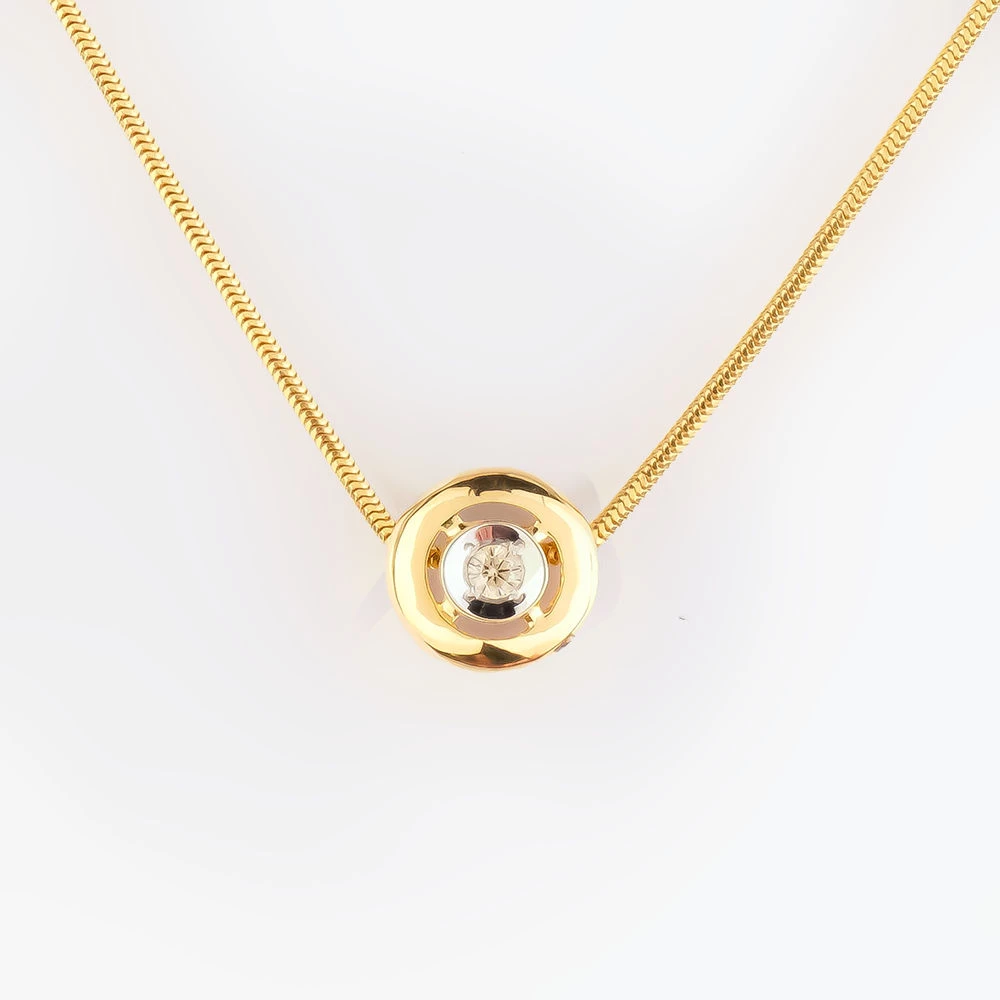 Колье с бриллиантом из желтого золота 585 пробы