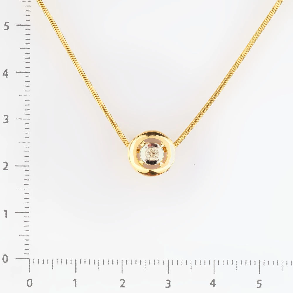 Колье с бриллиантом из желтого золота 585 пробы