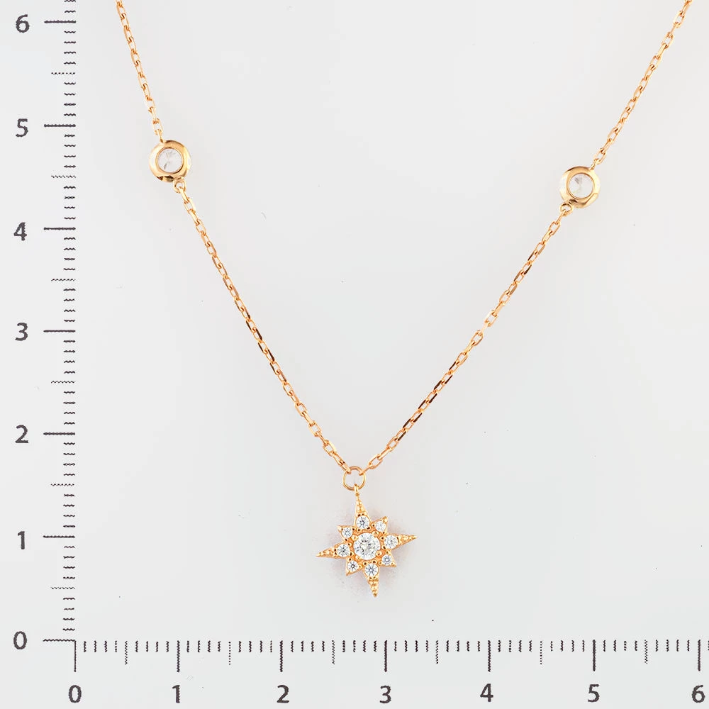 Колье с фианитом из красного золота 585 пробы