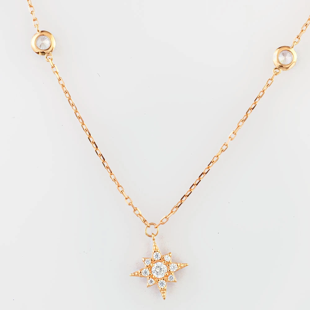 Колье с фианитом из красного золота 585 пробы