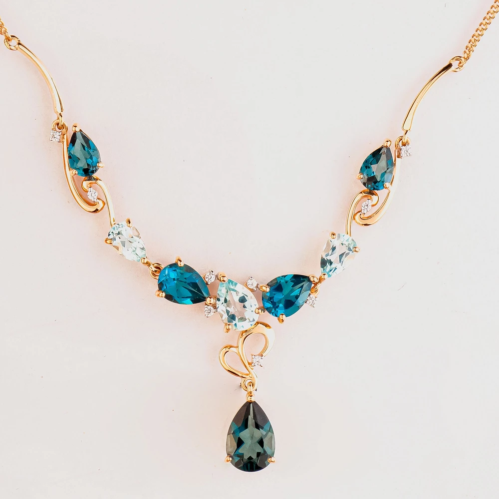 Колье с топазом из красного золота 585 пробы