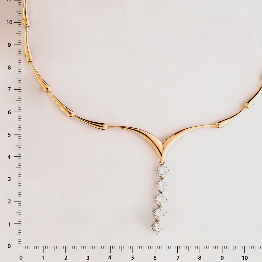 Колье с фианитом из красного золота 585 пробы