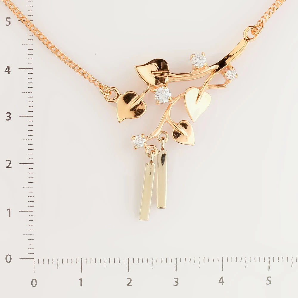 Колье с фианитом из красного золота 585 пробы