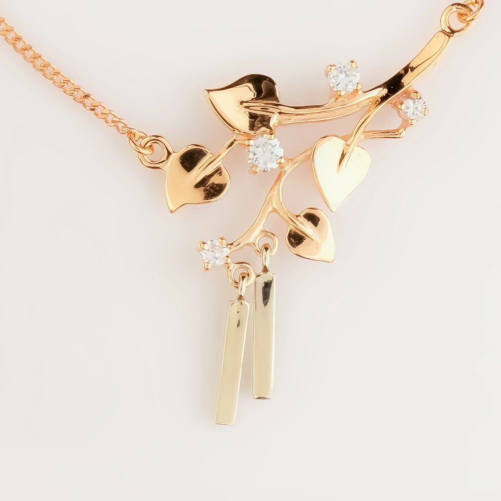 Колье с фианитом из красного золота 585 пробы