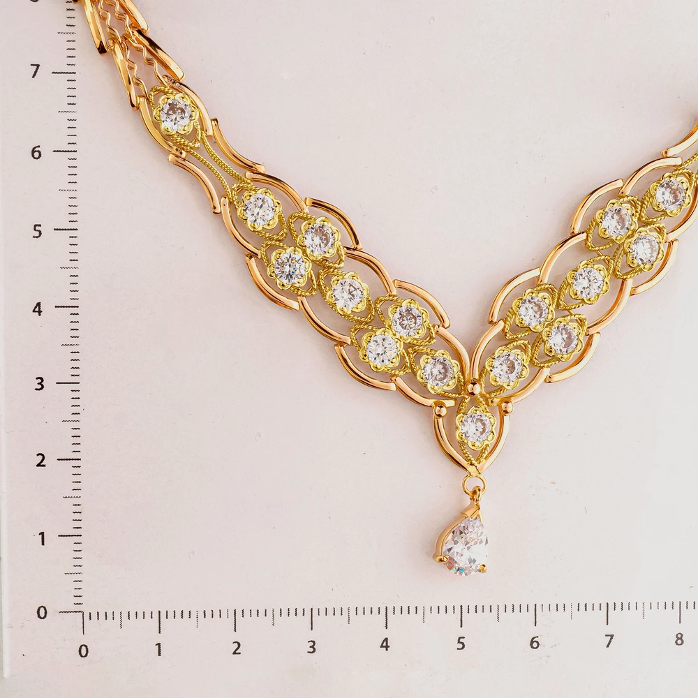 Колье с фианитом из красного золота 585 пробы