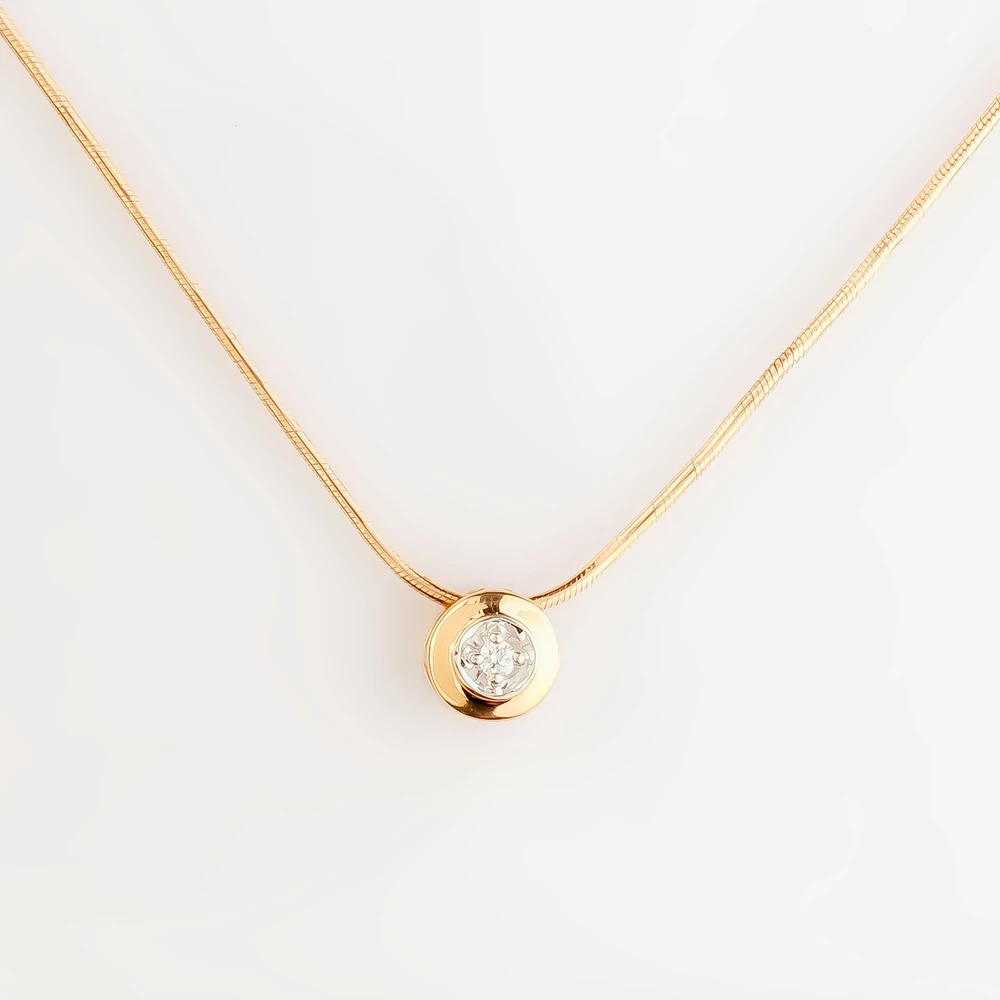 Колье с бриллиантом из красного золота 585 пробы