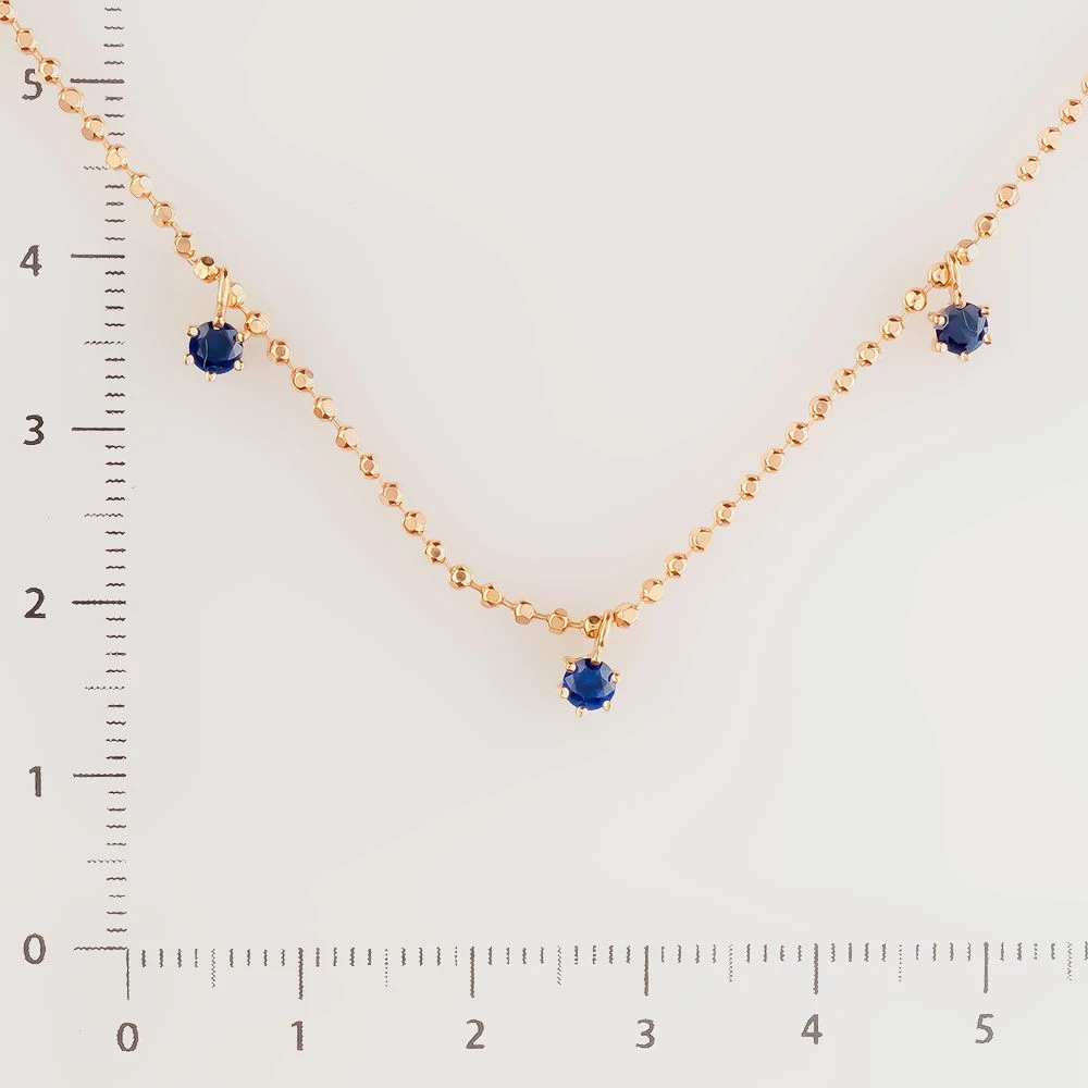 Колье с сапфиром синтетическим из красного золота 585 пробы