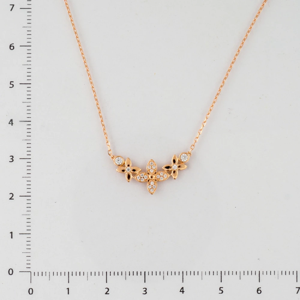 Колье с фианитом из красного золота 585 пробы