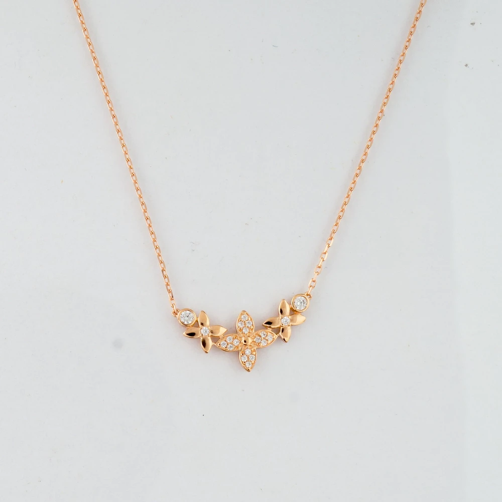 Колье с фианитом из красного золота 585 пробы