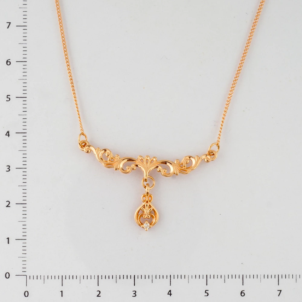 Колье с бриллиантом из красного золота 585 пробы