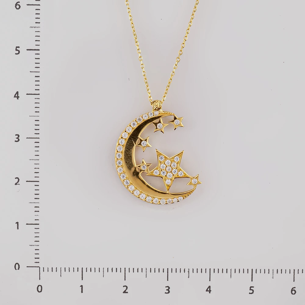 Колье с фианитом из желтого золота 585 пробы