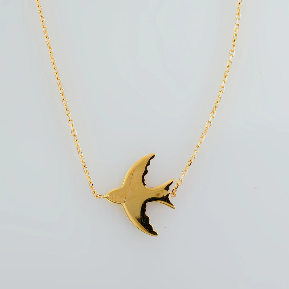 Колье с фианитом из желтого золота 585 пробы