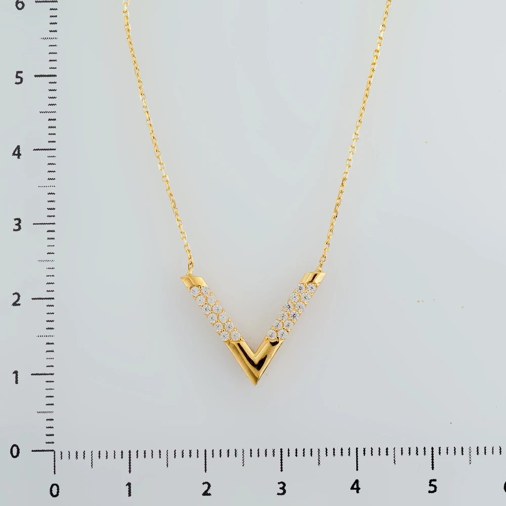 Колье с фианитом из желтого золота 585 пробы