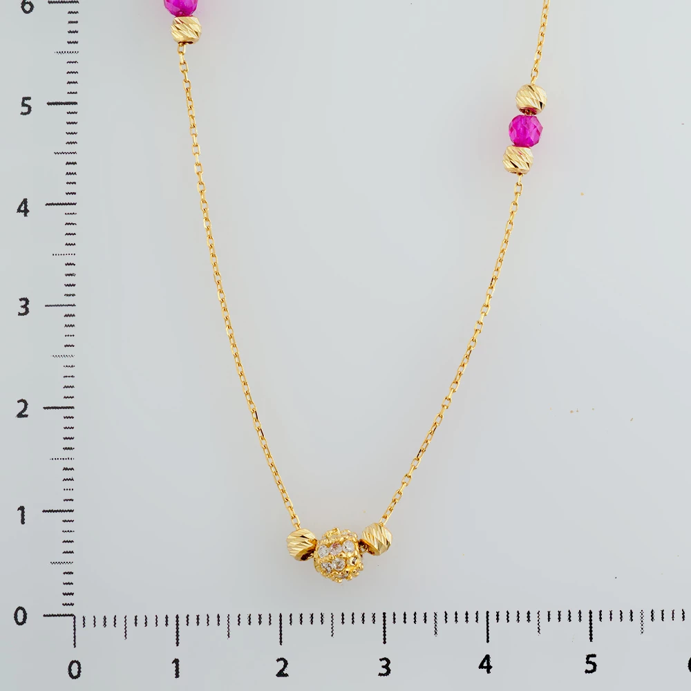 Колье с фианитом из желтого золота 585 пробы