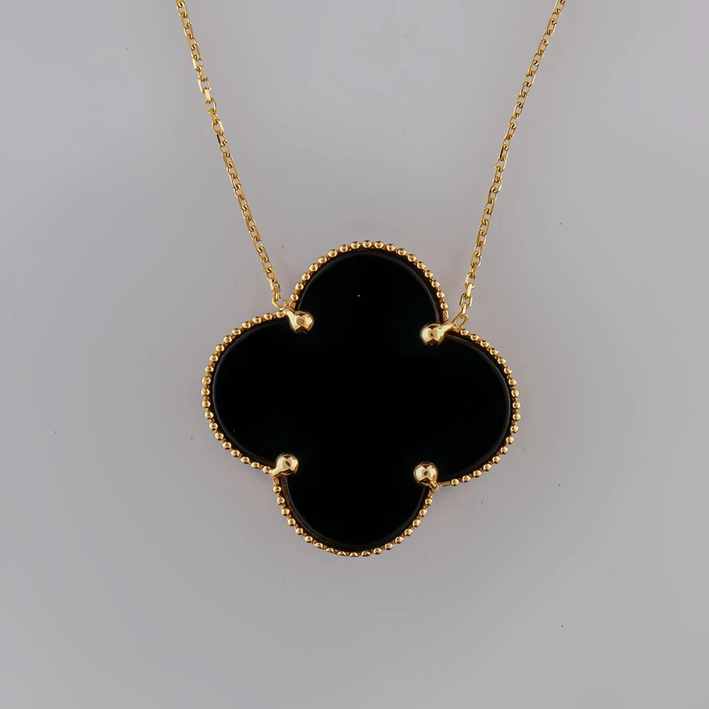 Колье с агатом из желтого золота 585 пробы