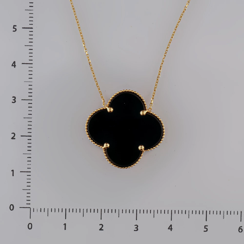 Колье с агатом из желтого золота 585 пробы