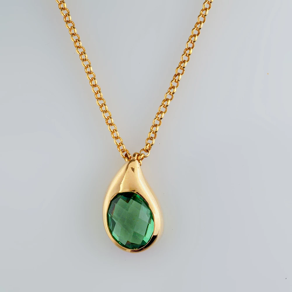 Колье с кварцем из желтого золота 585 пробы