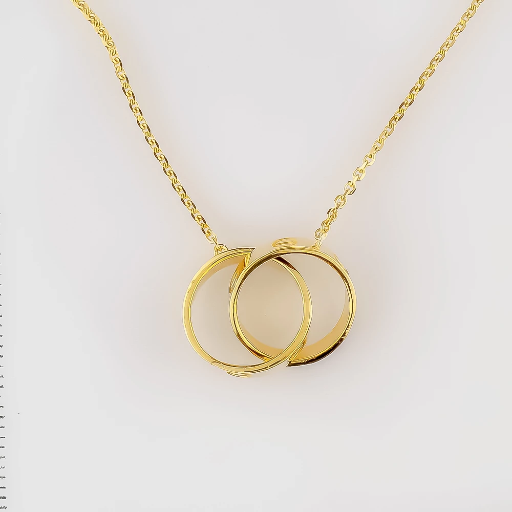 Колье с фианитом из желтого золота 585 пробы