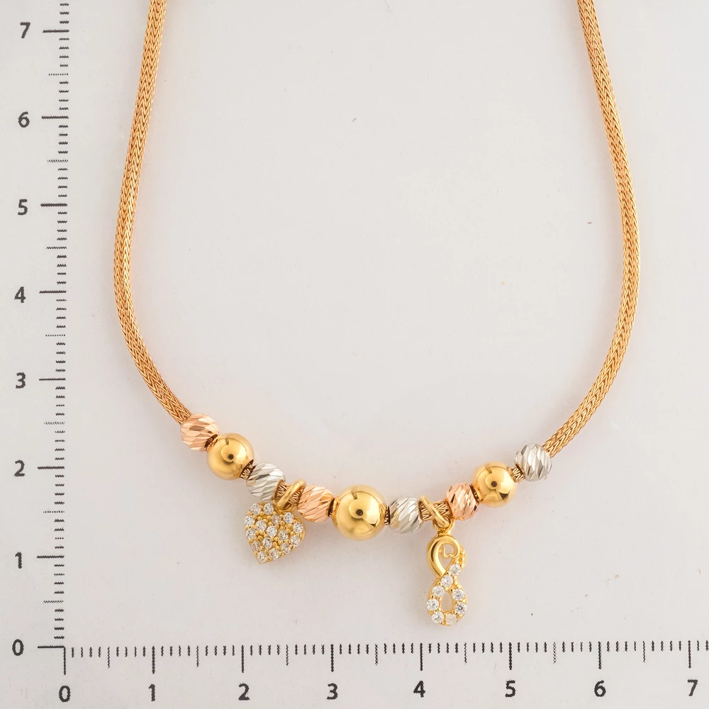 Колье с фианитом из желтого золота 585 пробы