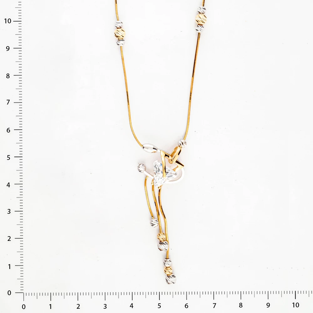 Колье с фианитом из желтого золота 585 пробы