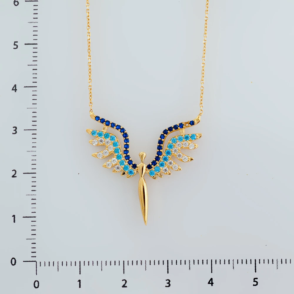 Колье с фианитом из желтого золота 585 пробы