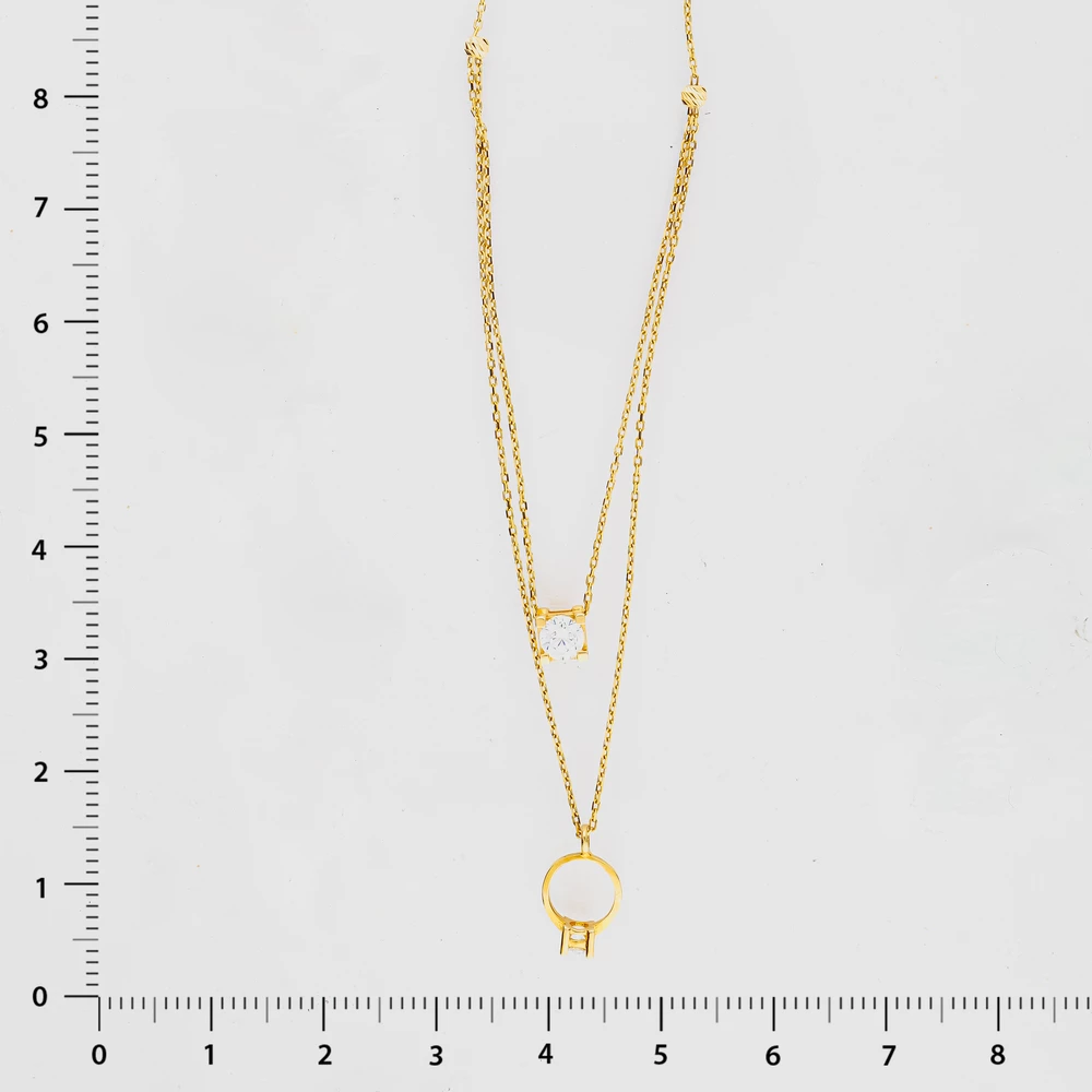 Колье с фианитом из желтого золота 585 пробы