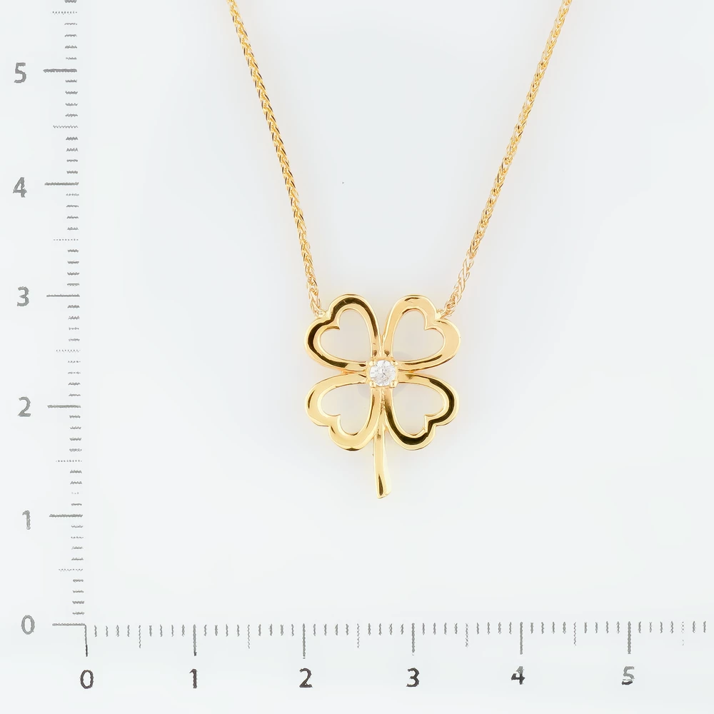 Колье с фианитом из желтого золота 585 пробы