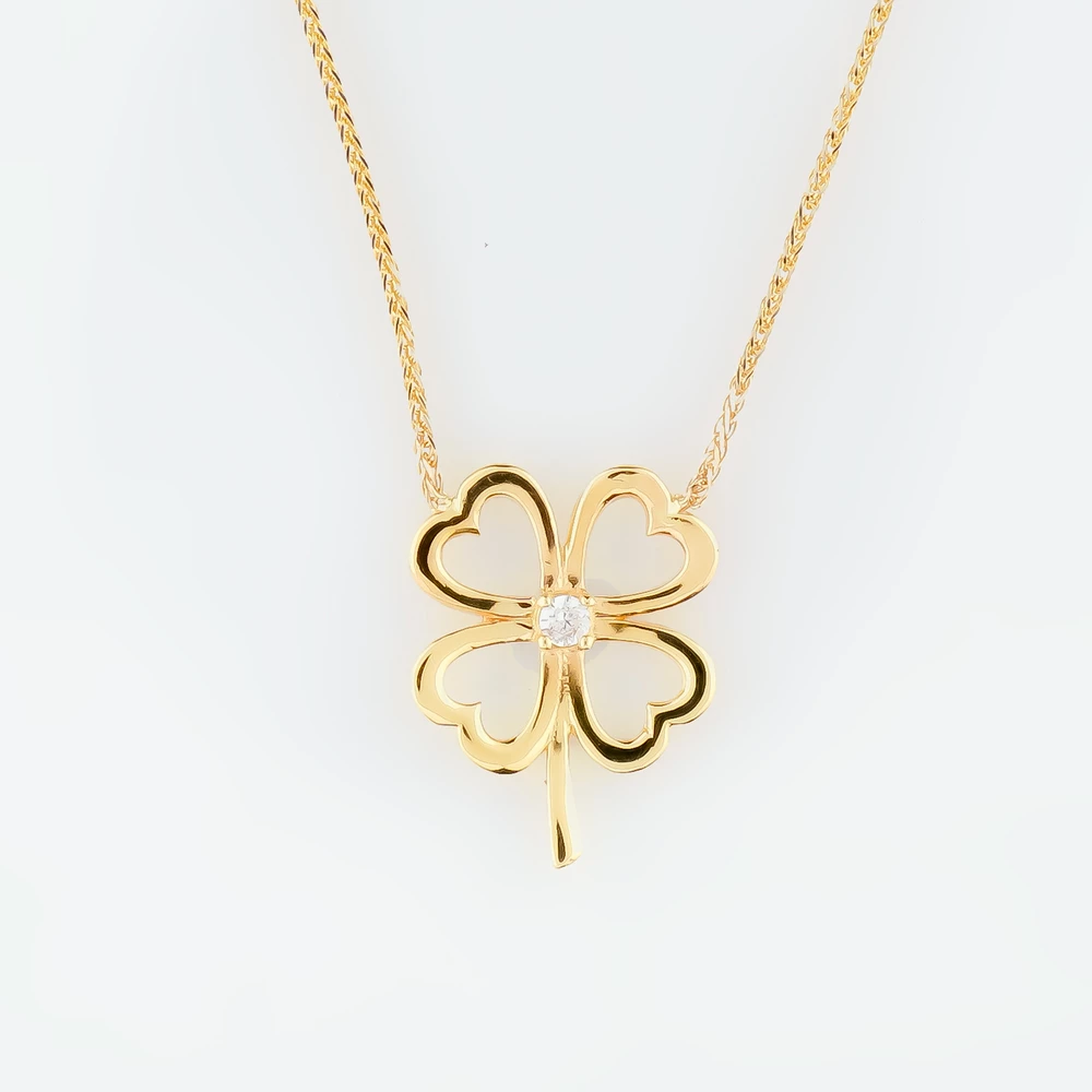 Колье с фианитом из желтого золота 585 пробы