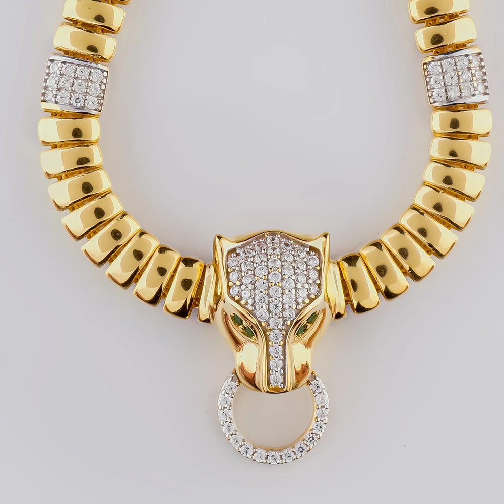 Колье с фианитом из желтого золота 585 пробы