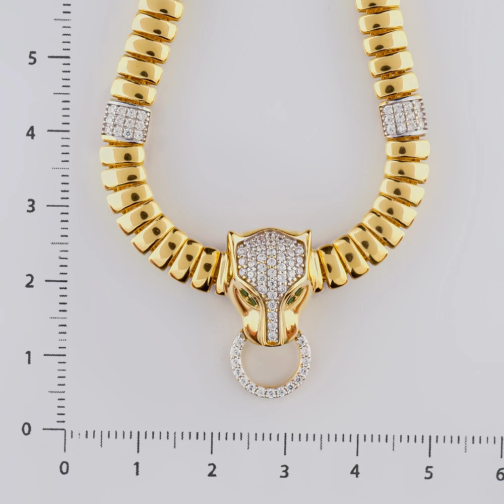 Колье с фианитом из желтого золота 585 пробы