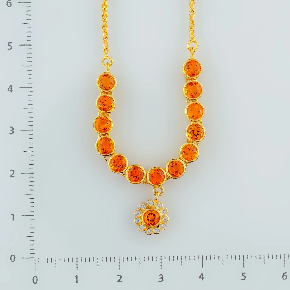 Колье с цитрином из желтого золота 585 пробы