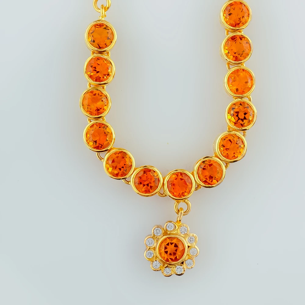 Колье с цитрином из желтого золота 585 пробы