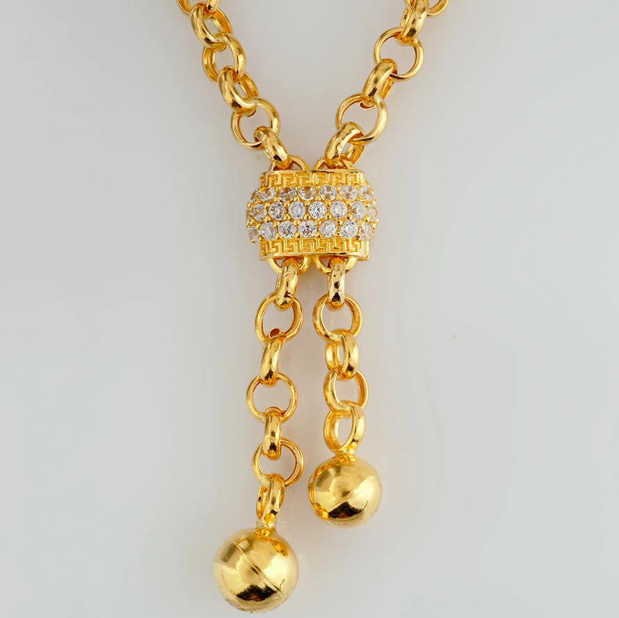 Колье с фианитом из желтого золота 585 пробы