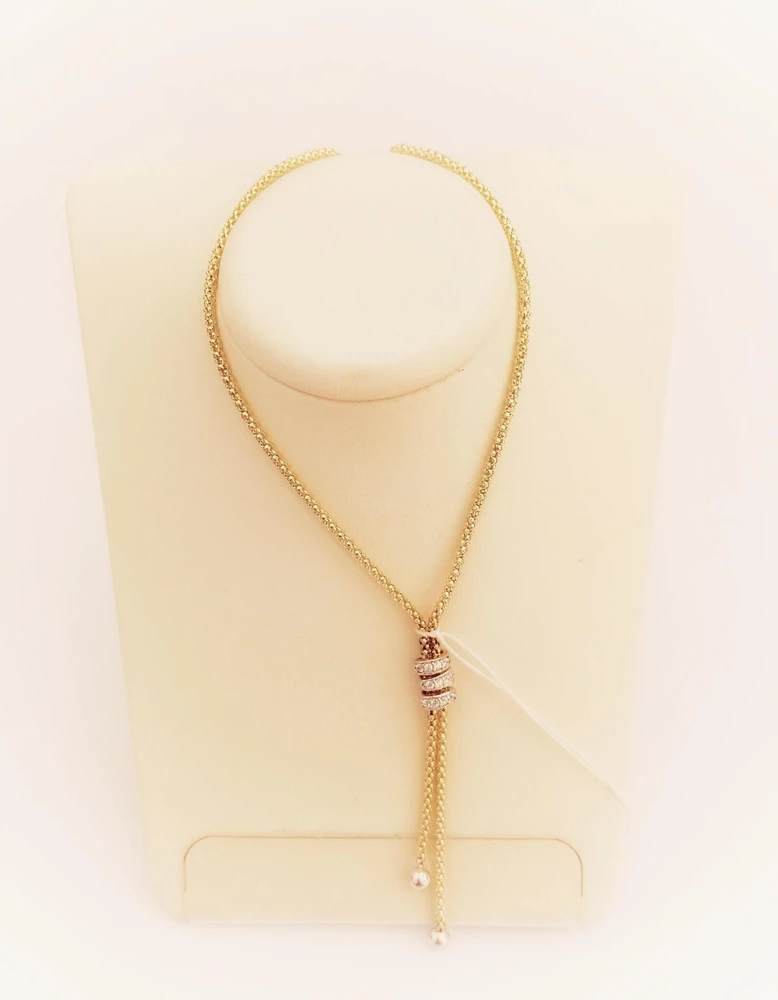 Колье с фианитом из желтого золота 585 пробы