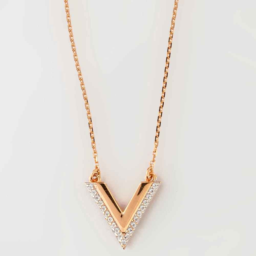 Колье с фианитом из красного золота 585 пробы