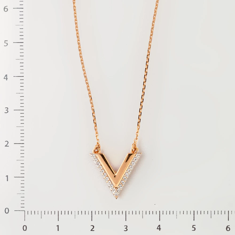 Колье с фианитом из красного золота 585 пробы