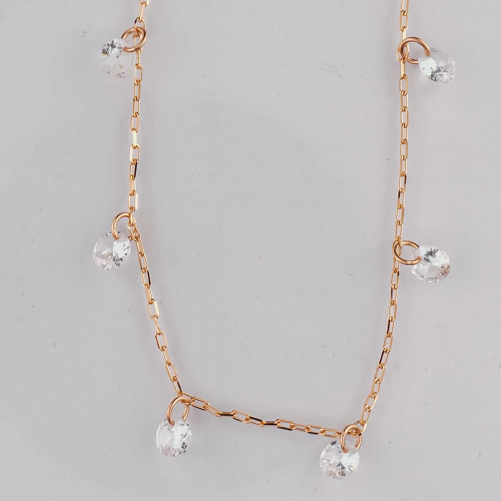 Колье с фианитом из красного золота 585 пробы