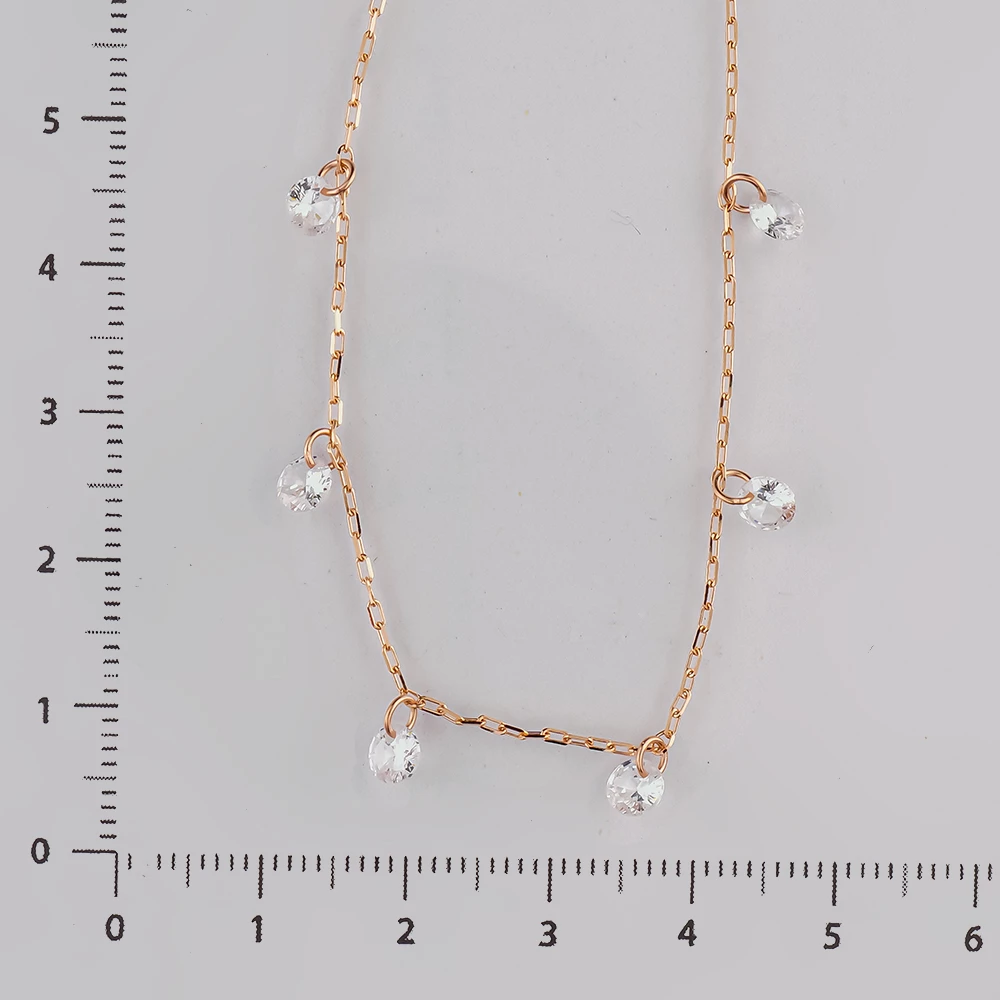 Колье с фианитом из красного золота 585 пробы