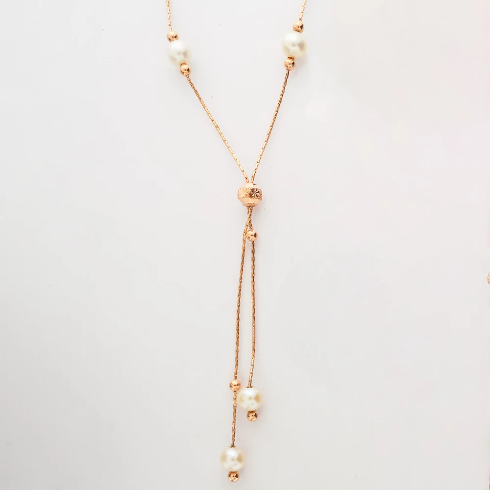 Колье с культивированным жемчугом из красного золота 585 пробы