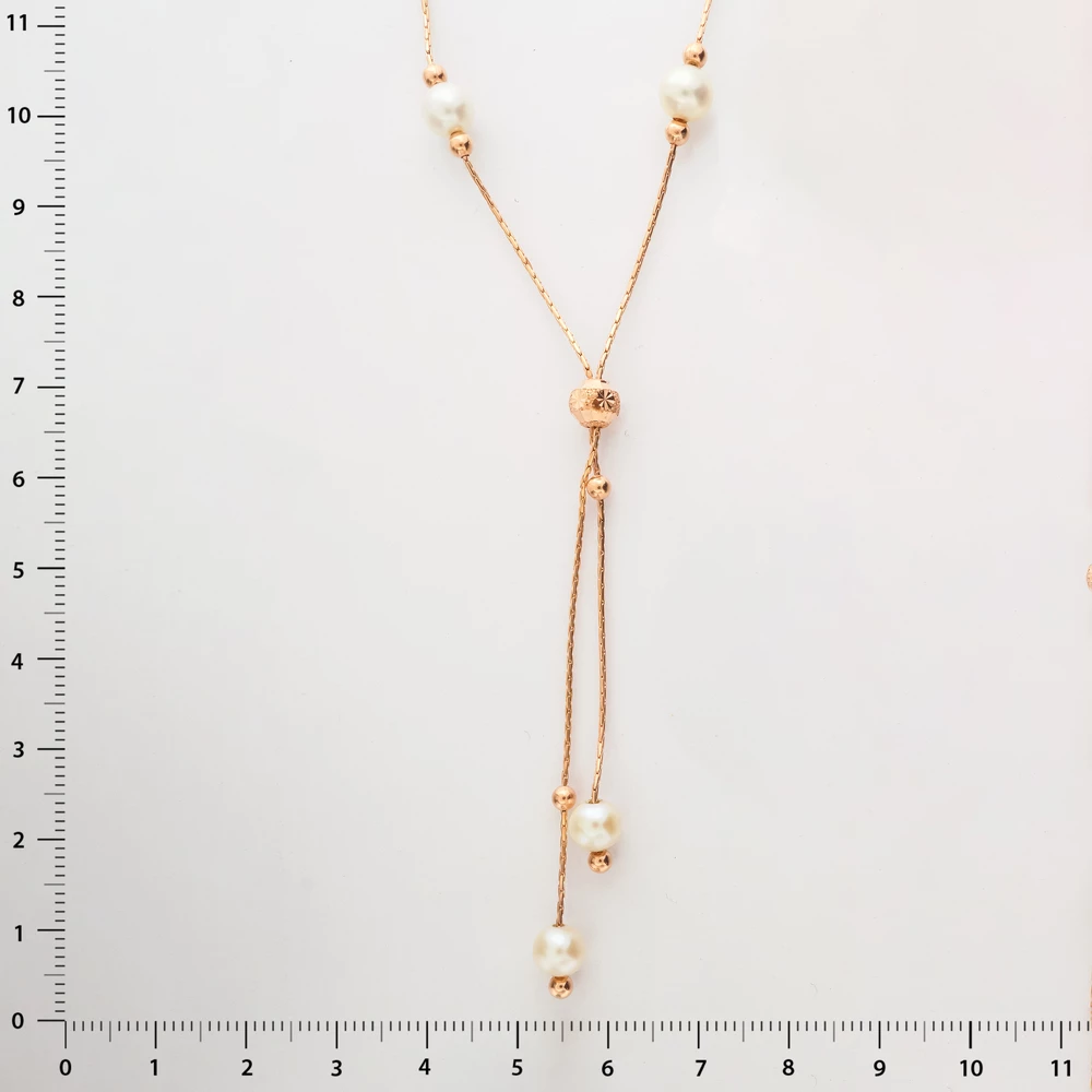 Колье с культивированным жемчугом из красного золота 585 пробы