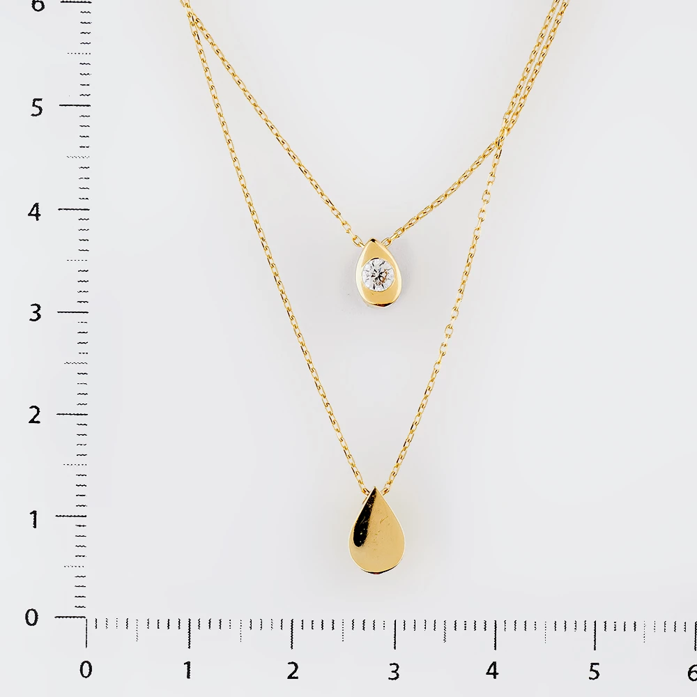 Колье с фианитом из желтого золота 585 пробы