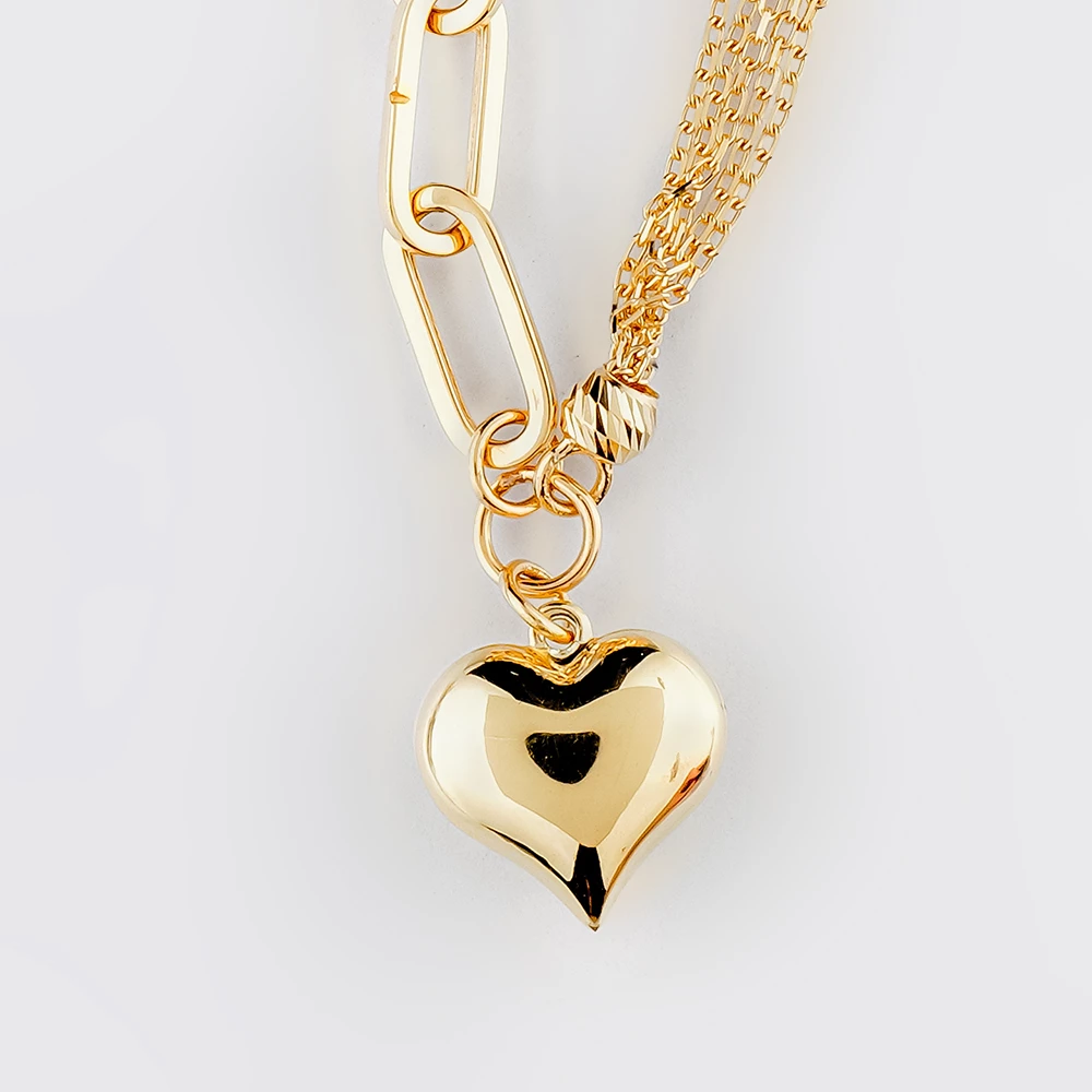 Колье с фианитом из желтого золота 585 пробы