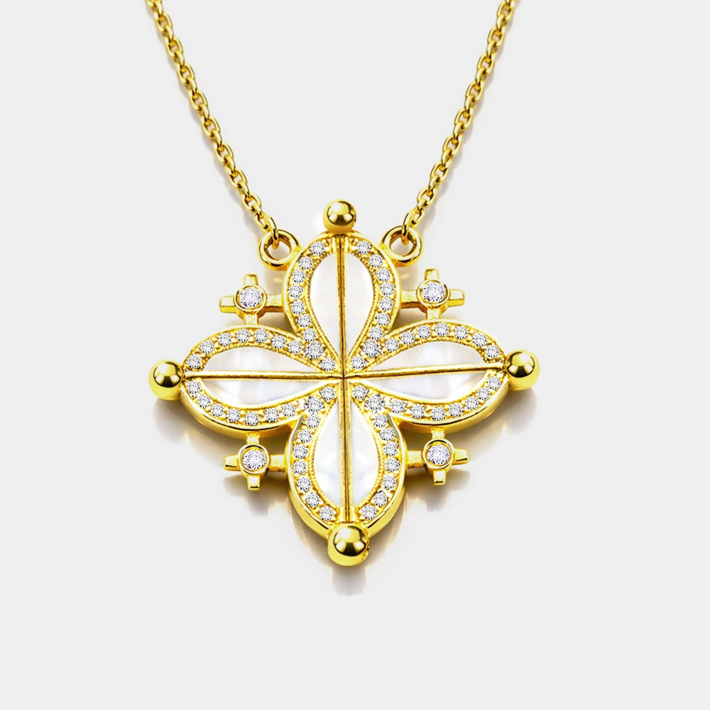 Колье с эмалью из желтого золота 585 пробы