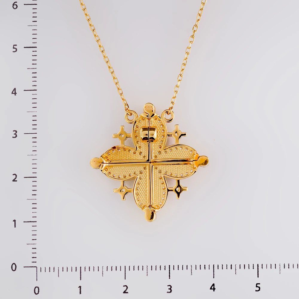 Колье с эмалью из желтого золота 585 пробы