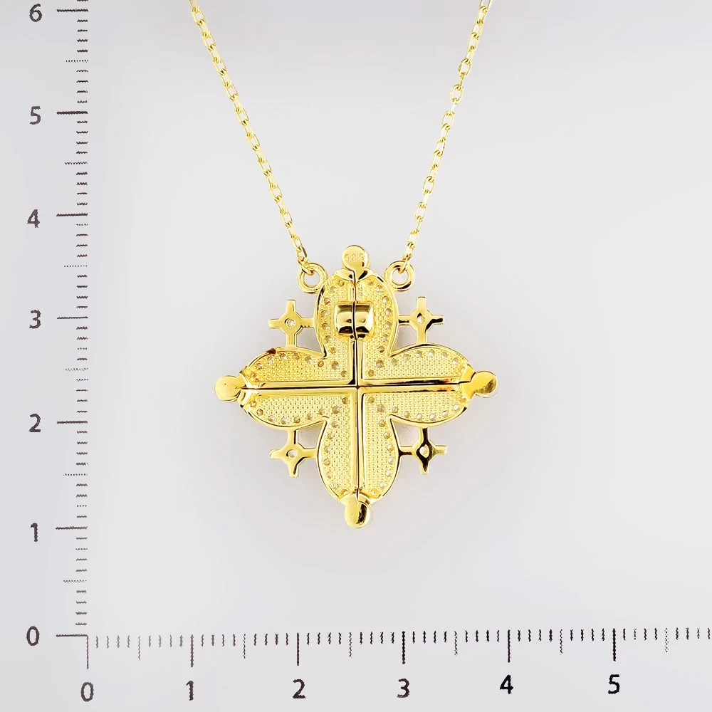 Колье с эмалью из желтого золота 585 пробы