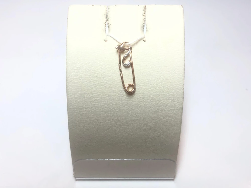 Брошь с фианитом из красного золота 585 пробы