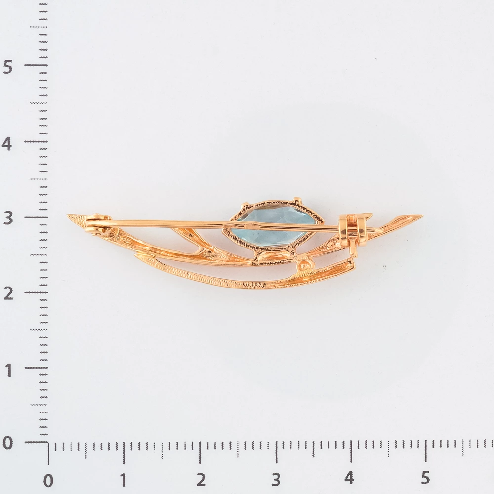 Брошь с топазом из красного золота 585 пробы